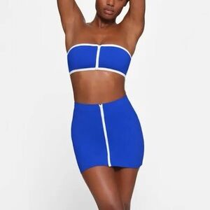 SKIMS Zip Up Swim Mini Skirt